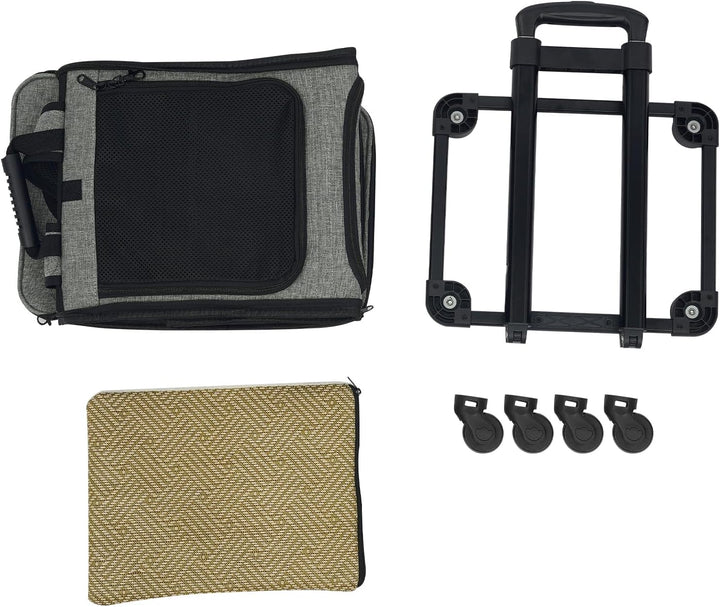 Katzenrucksack Hunderucksack mit Trolley, 2 in 1 Erweiterbar Haustier-Trolley-Rucksack mit Rädern, T