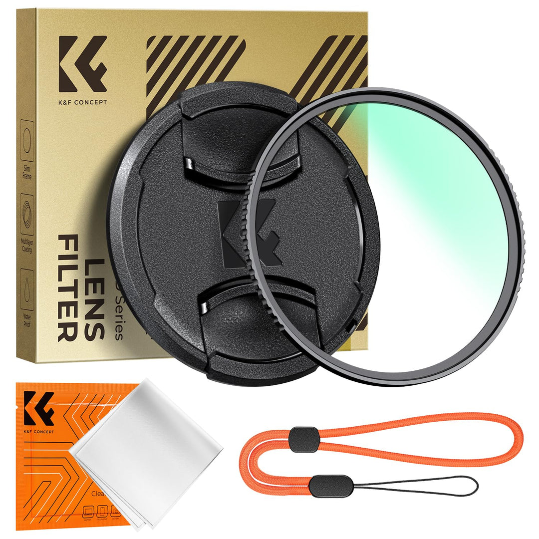 K&F Concept Nano D-Serie UV Filter 58mm mit Objektivdeckel, Reinigungstuch,HD,Schutzfilter mit 24 Sc