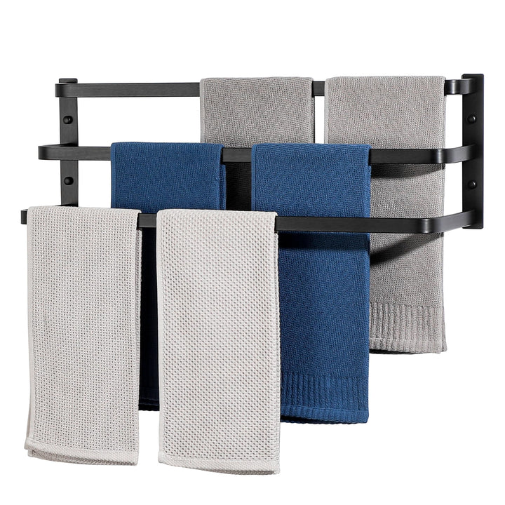 SAYAYO Handtuchhalter Schwarz Handtuchstange Multilayer Gästehandtuchhalter Wandmontage Dreifach Bad