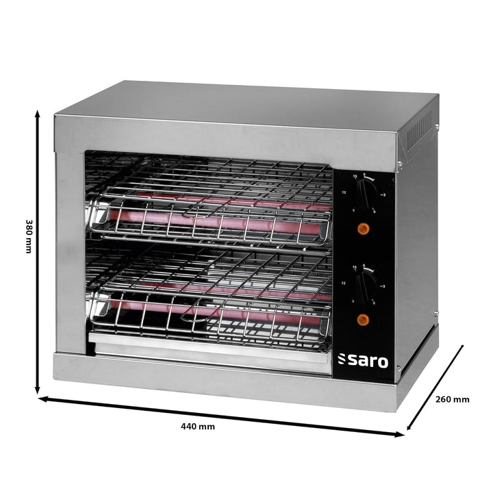 SARO Toaster mit Ober- und Unterhitze – Edelstahlgehäuse – Mit Timer & Krümelblech – Quarzheizelemen