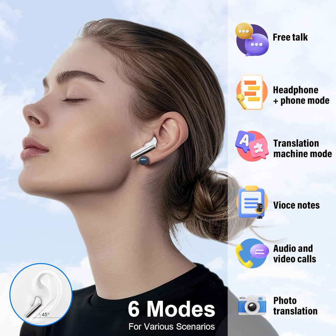 KI Übersetzer Kopfhörer mit Audio und Videoanrufe, 3-in-1 Bluetooth 5.4 Kopfhörer mit 164 Sprachen E