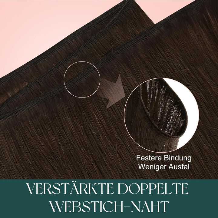 Easyouth Tressen Echthaar Extensions Braun Haartressen Echthaar Dunkelstes Braun Echthaar Tressen Ex