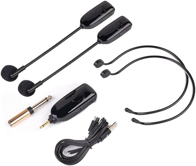 Kabelloses Mikrofonsystem für 2 Personen, HUACAM 2,4 G Dual Wireless Headset und Handheld 2-in-1, 48