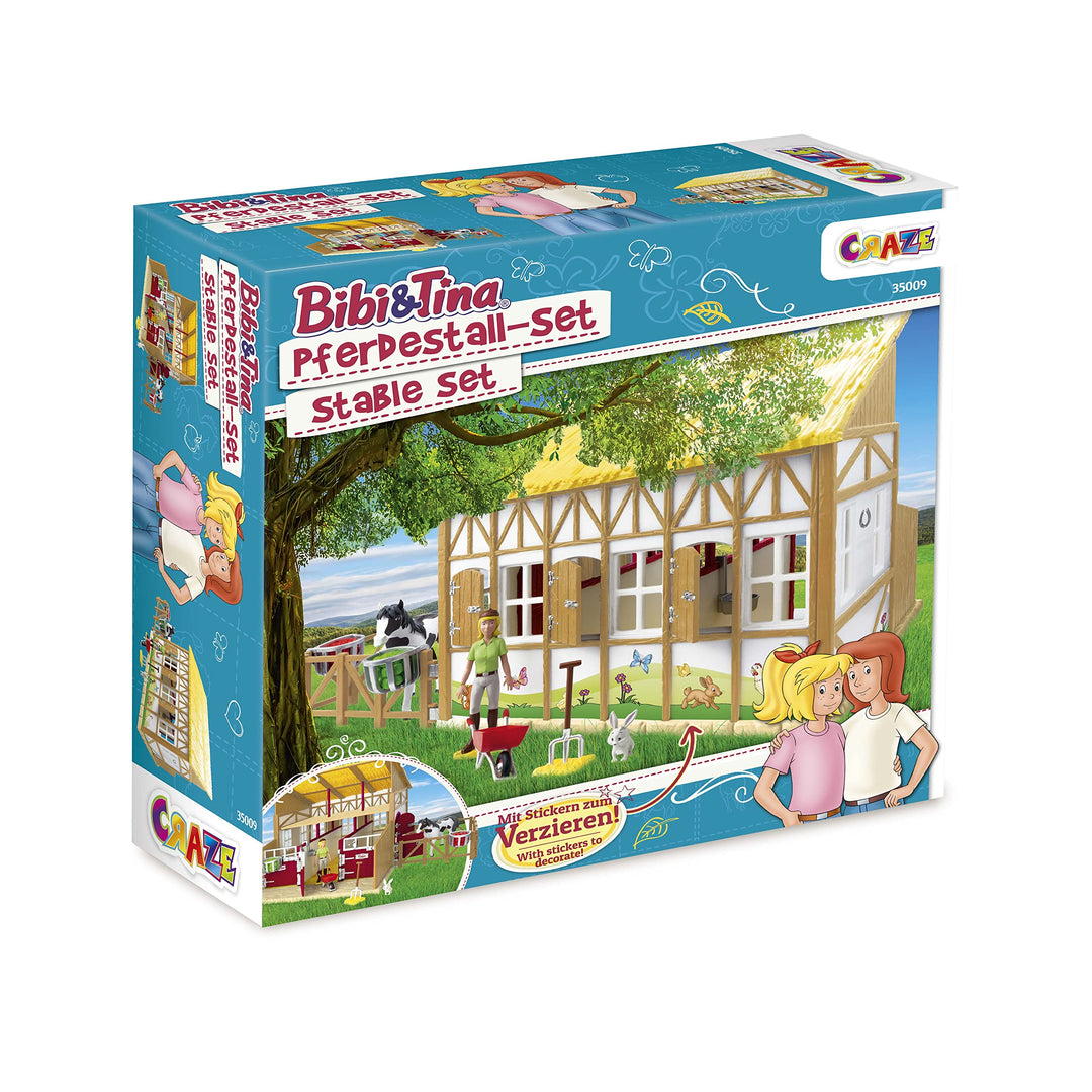 CRAZE Bibi und Tina Spielzeug Pferdestall Set Martinshof Spielset mit Pferden Spielfiguren und Pferd