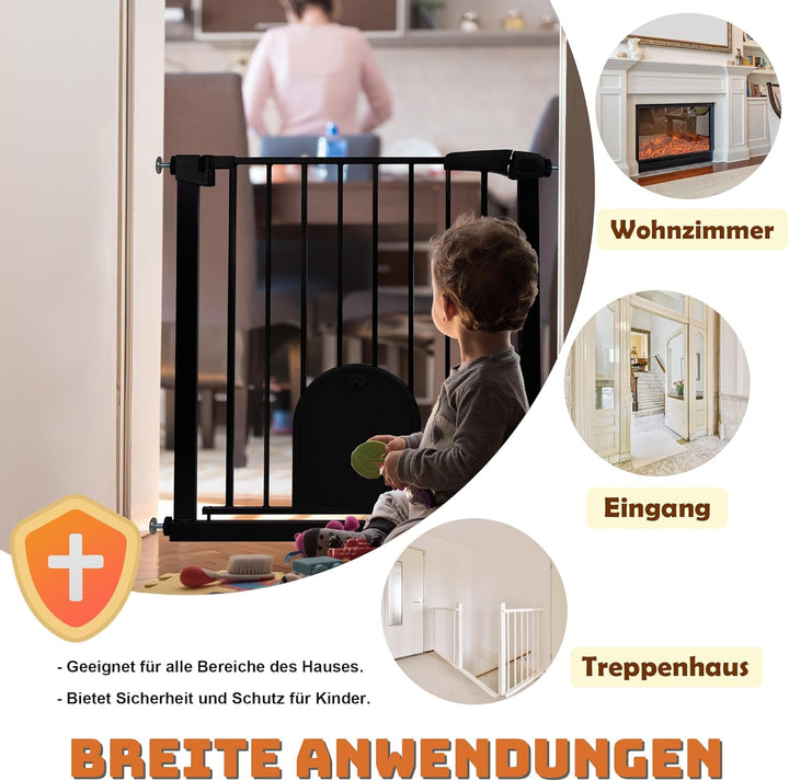 Froadp Türschutzgitter Baby Treppengitter 75-85cm Kindergitter ohne Bohren Türgitter mit Tür für Hun