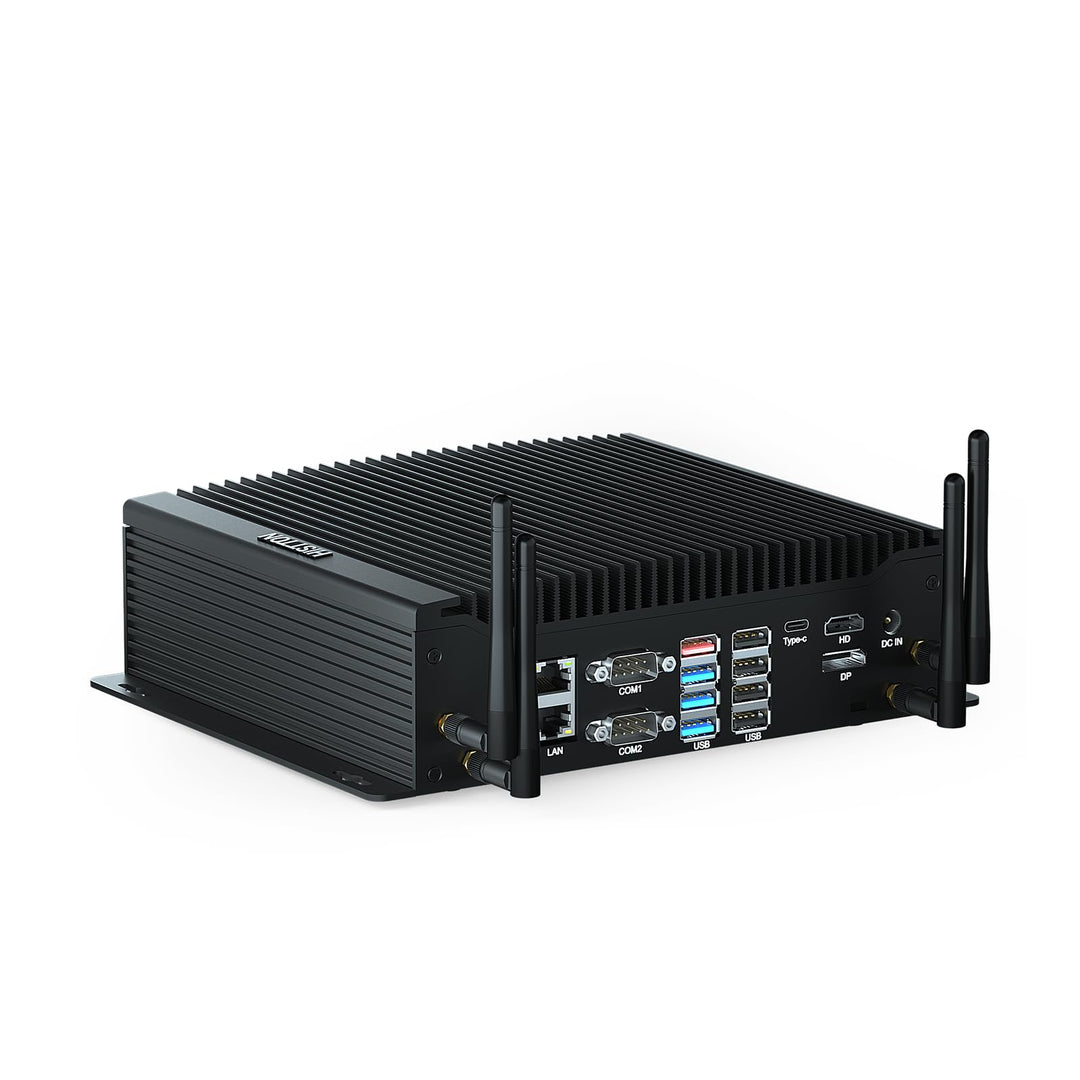 HISTTON Lüfterlos Mini PC Core i5-10210U, 16GB RAM 512GB M.2 SSD, Industrie PC mit 6 RS232 COM, HD+D