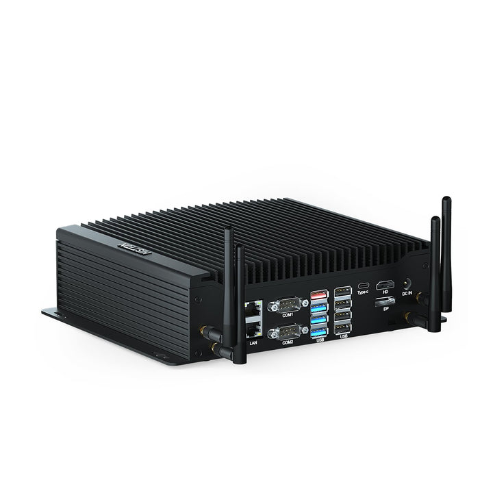 HISTTON Lüfterlos Mini PC Core i5-10210U, 16GB RAM 512GB M.2 SSD, Industrie PC mit 6 RS232 COM, HD+D