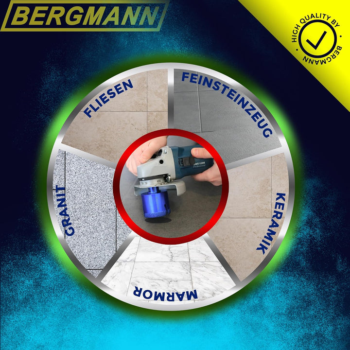 BERGMANN ® ∅ 25mm x M14 | Profi Fliesenbohrer Diamantbohrer Granitbohrer | Winkelschleifer Feinstein
