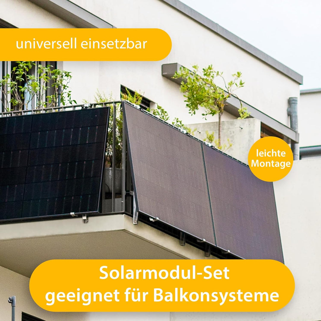VALE Solarmodul Bifazial 450 Wp Full Black - Glas-Glas-Module - Solarpanel für Balkonkraftwerke - Un