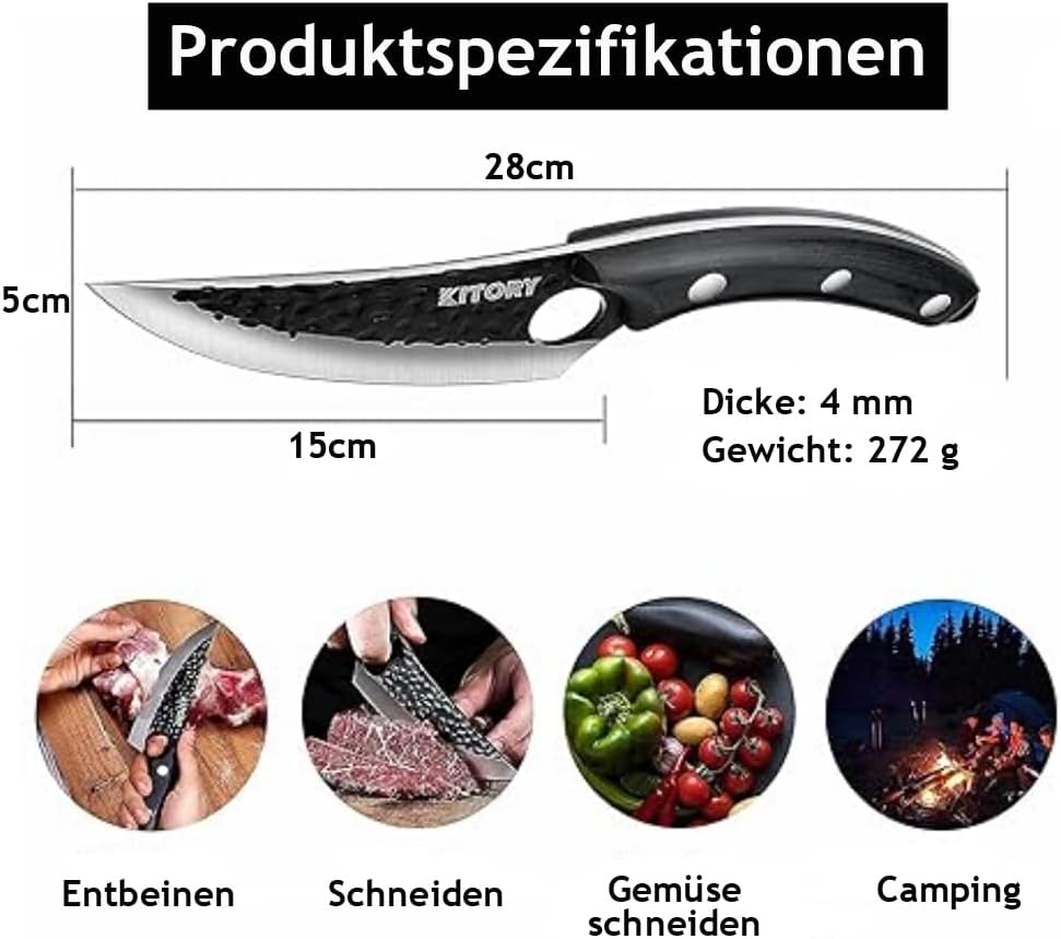 Kitory Kochmesser Küchenmesser Scharf Wikinger Messer Profi Chefmesser Fleischmesser Outdoor Messer