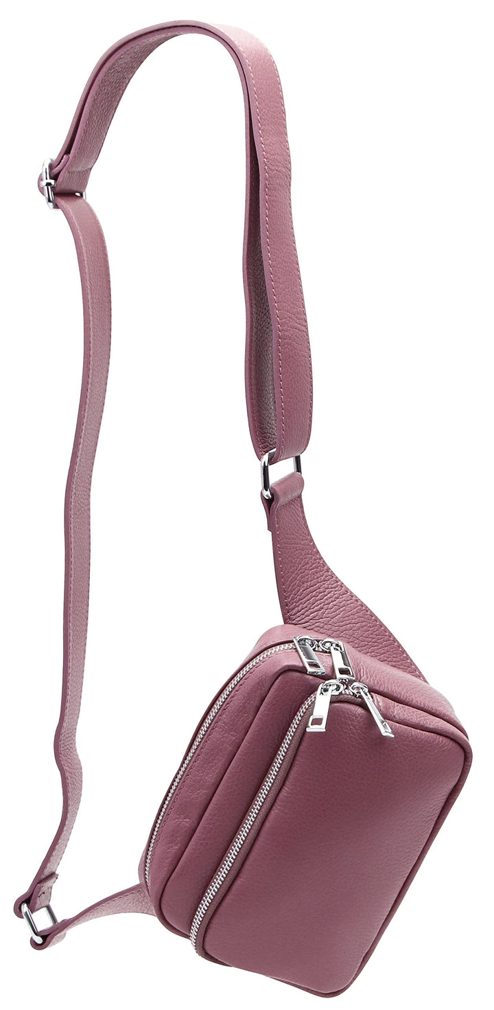 SH Leder echt Leder Hüfttasche Damen Herren Unisex Gürteltasche für Festival Reise Bauchtasche mitte