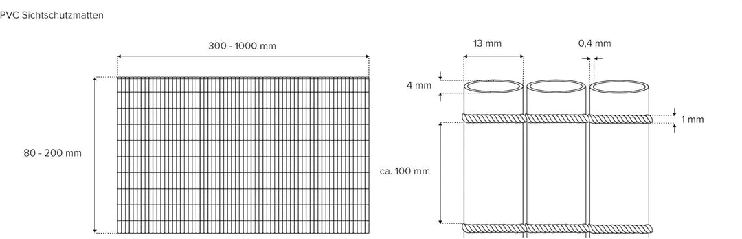 PVC Sichtschutzmatte - grün - 200 x 600 cm (2-teilig) 200 x 600 cm (2-teilig) Grün, 200 x 600 cm (2-