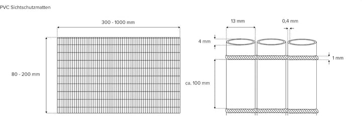 PVC Sichtschutzmatte - grün - 200 x 600 cm (2-teilig) 200 x 600 cm (2-teilig) Grün, 200 x 600 cm (2-