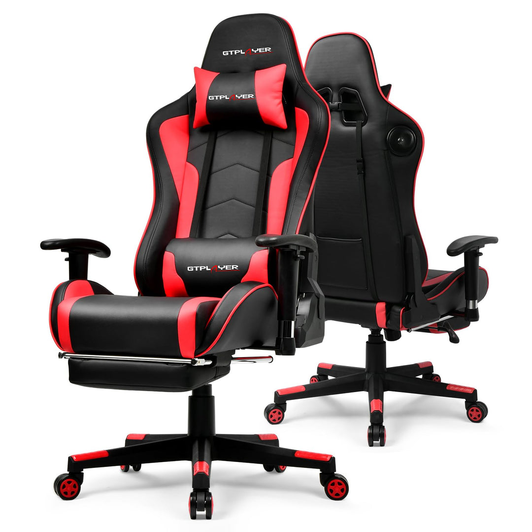 GTPLAYER Gaming Stuhl mit Fussstützen Lautsprecher Bluetooth, Gamer Stuhl Ergonomischer Computerstuh