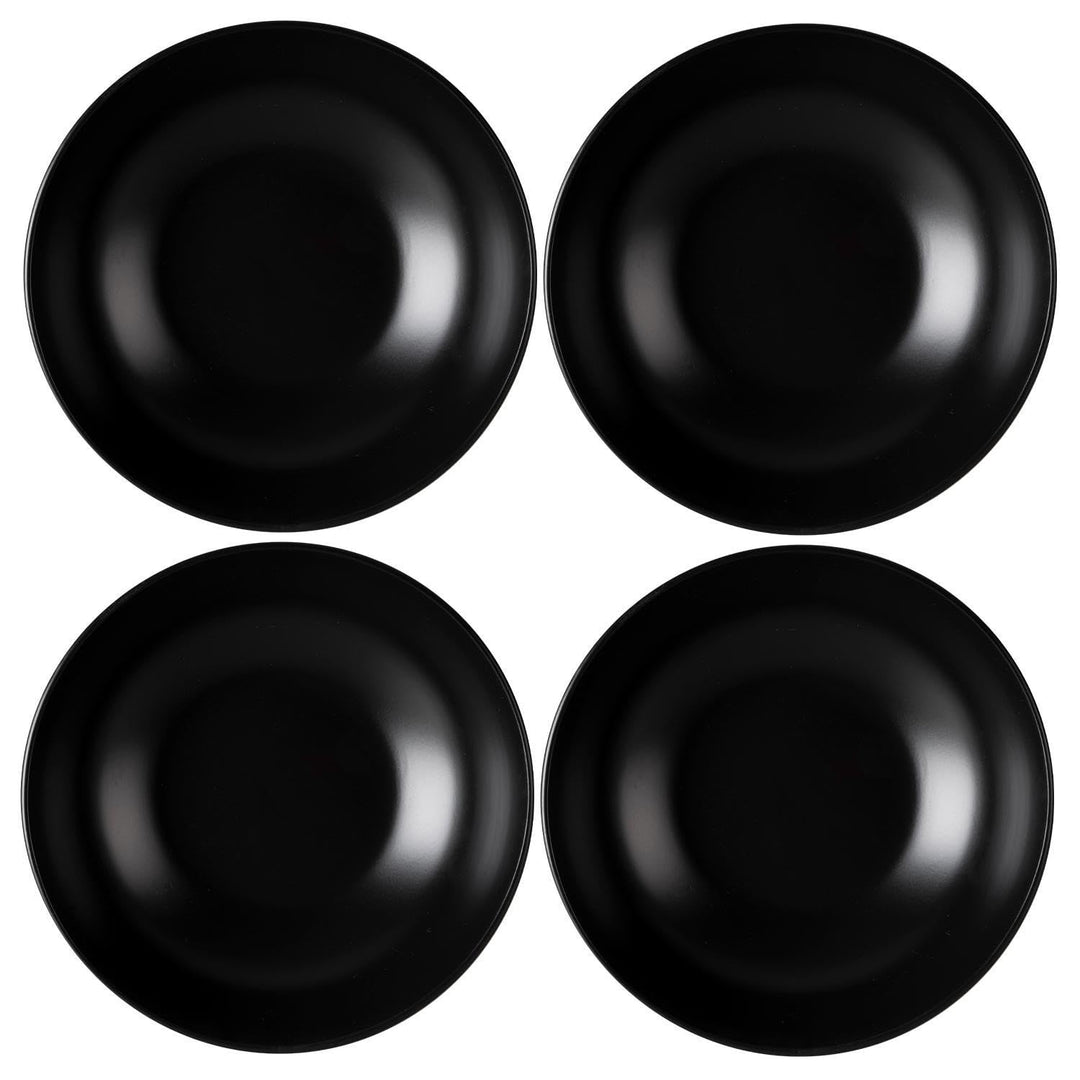 Suppenteller 4er Set Tiefteller Salatteller - Steingut - Schwarz Matt - Ø 20,5 cm
