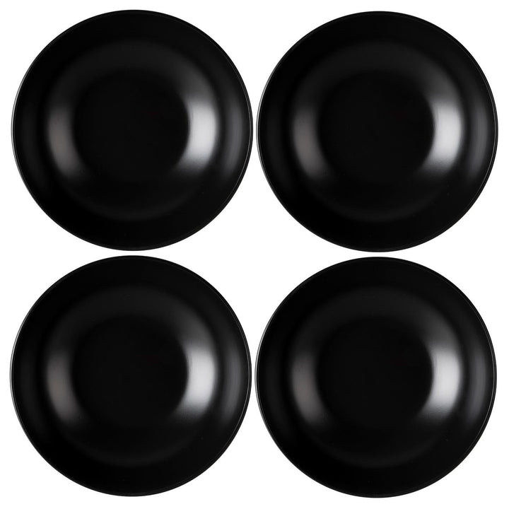 Suppenteller 4er Set Tiefteller Salatteller - Steingut - Schwarz Matt - Ø 20,5 cm