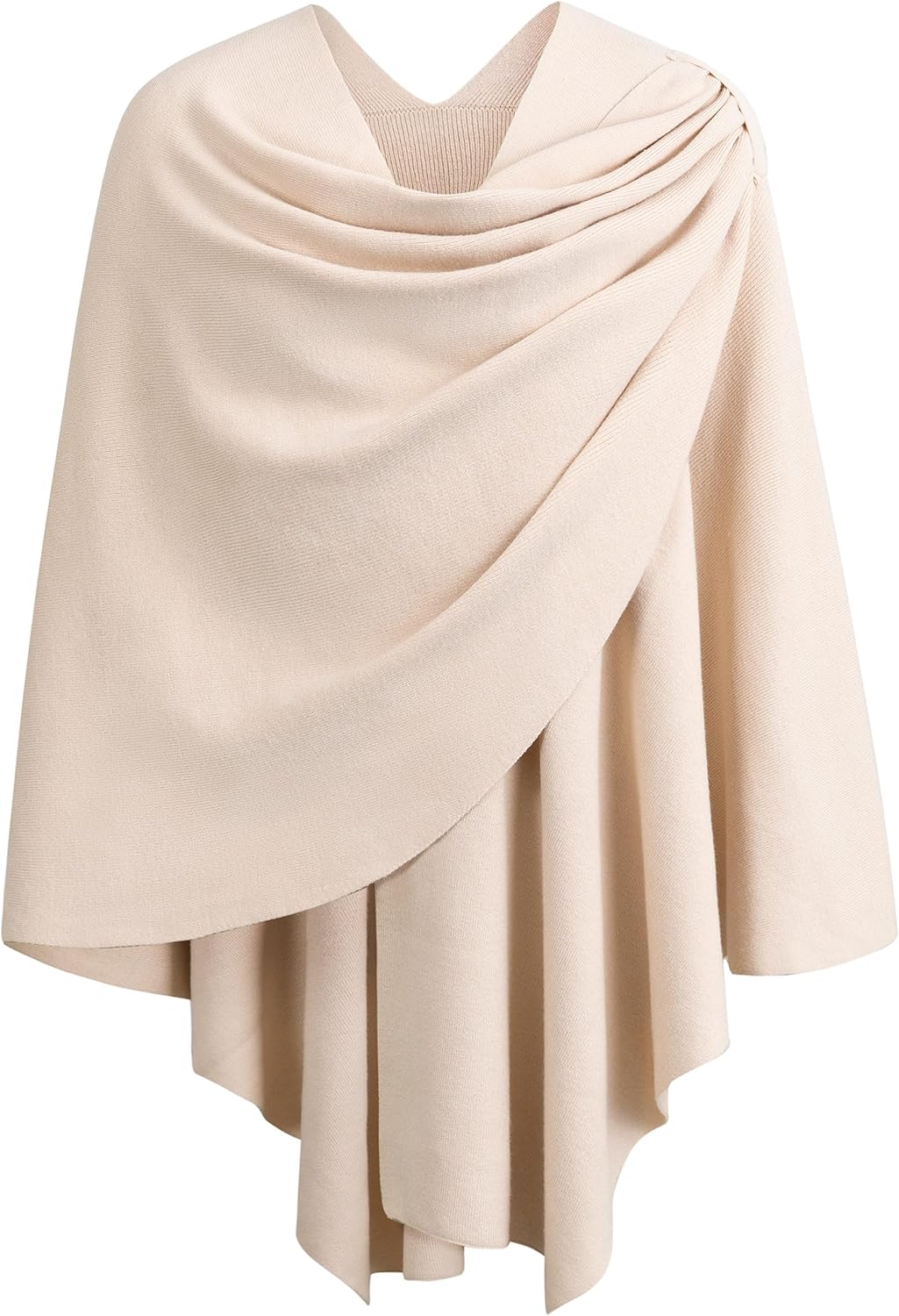 PULI Damen Poncho Schal Cashmere Feeling Strick Cape Cardigan Für Frauen Geschenk Für Mutter, Leinen