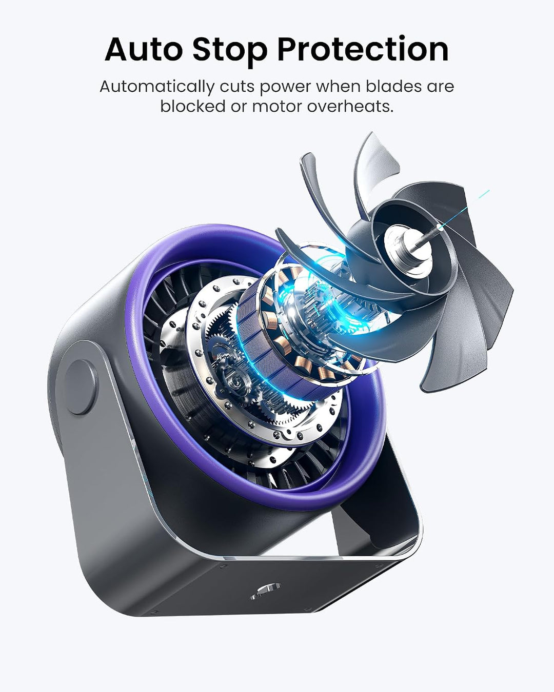 VENTION Desktop Fan 4-Speed Quiet 120° Tilt LED Display Wall Mountable | portable desk fan, strong a
