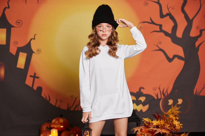Arshiner Mädchen Hoodie Kleid Kinder Lang Kapuzenpullover Winter Pullover Mode Freizeit Sweatshirt f