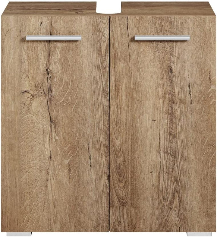 Badplaats Waschbeckenunterschrank Jupiter 60 x 30 cm Braun Eiche - Stehender Badezimmerschrank mit 2