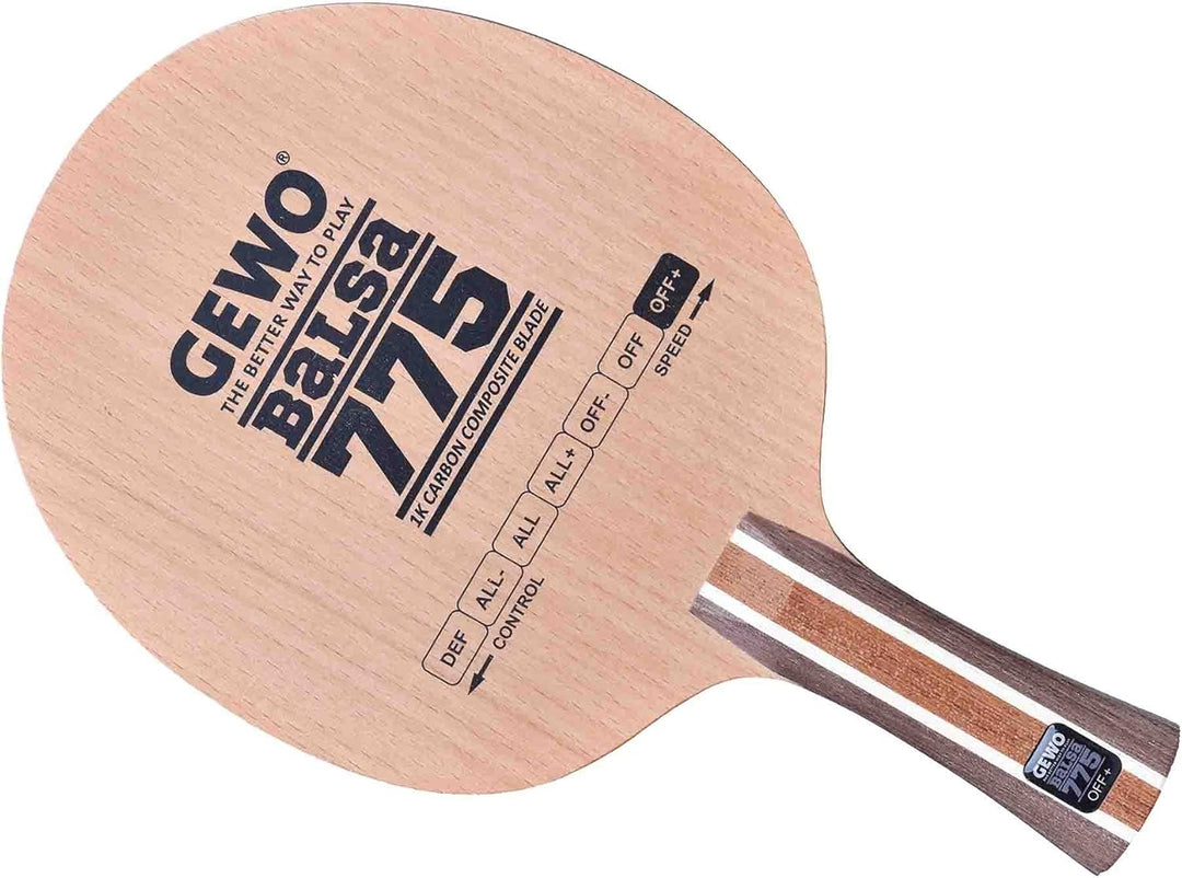 GEWO Balsa Carbon 775 Tischtennisholz – 3+2-lagig mit 1K-Carbon & 7,75mm Balsa – Powerholz für kompr