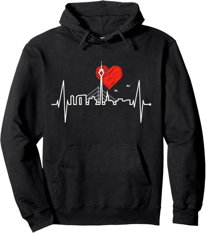 Düsseldorf Skyline Herzschlag Herz Ich Liebe Düsseldorfer Pullover Hoodie