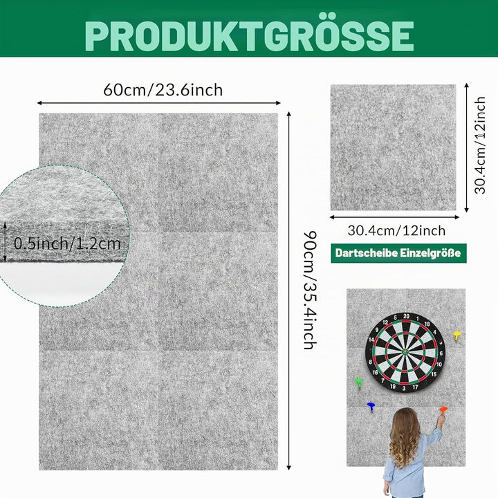 NEUSID 6 Stück Dart Wandschutz, Filz Dartboard Wandschutz Selbstklebend Gespleisst Dartscheibe Hinte