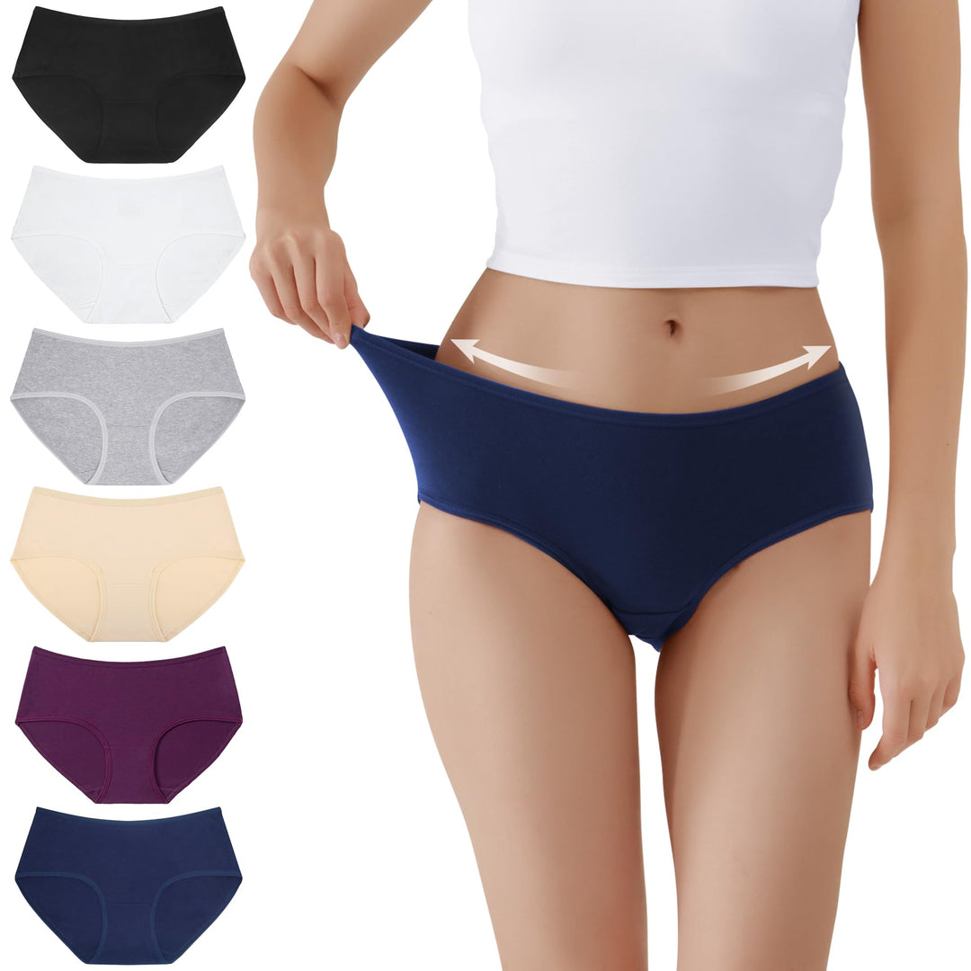TUUHAW Unterhosen Damen Unterwäsche 6er Pack Baumwolle Slips Mittel Taille Panties XS 6*mehrfarbig-4