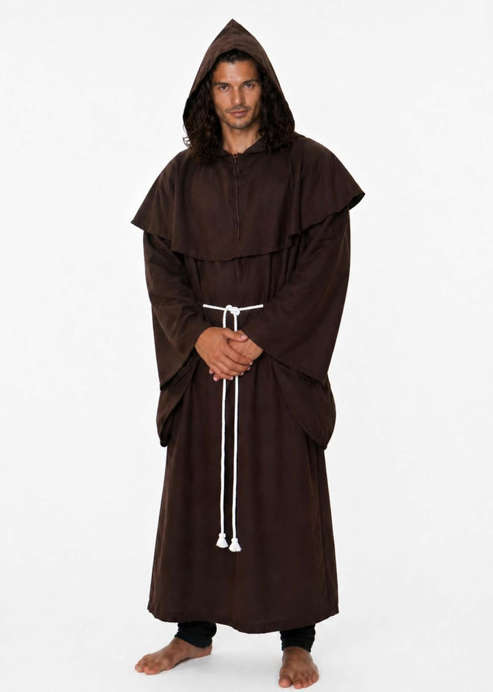 MAYLYNN 14109 - Kostüm Mönch Herren Mönchskutte Mittelalter 3-teilig braun, Grösse:M/L M-L Braun, M-