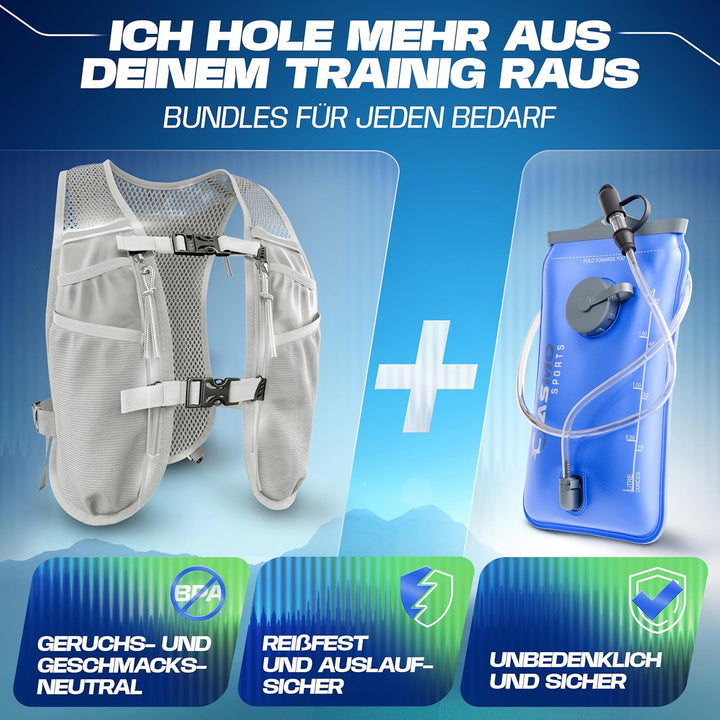 SASMO® Laufweste Damen &amp; Herren 5L / 2L | Running Vest - Ultraleicht &amp; atmungsaktiv| Laufrucksack Da