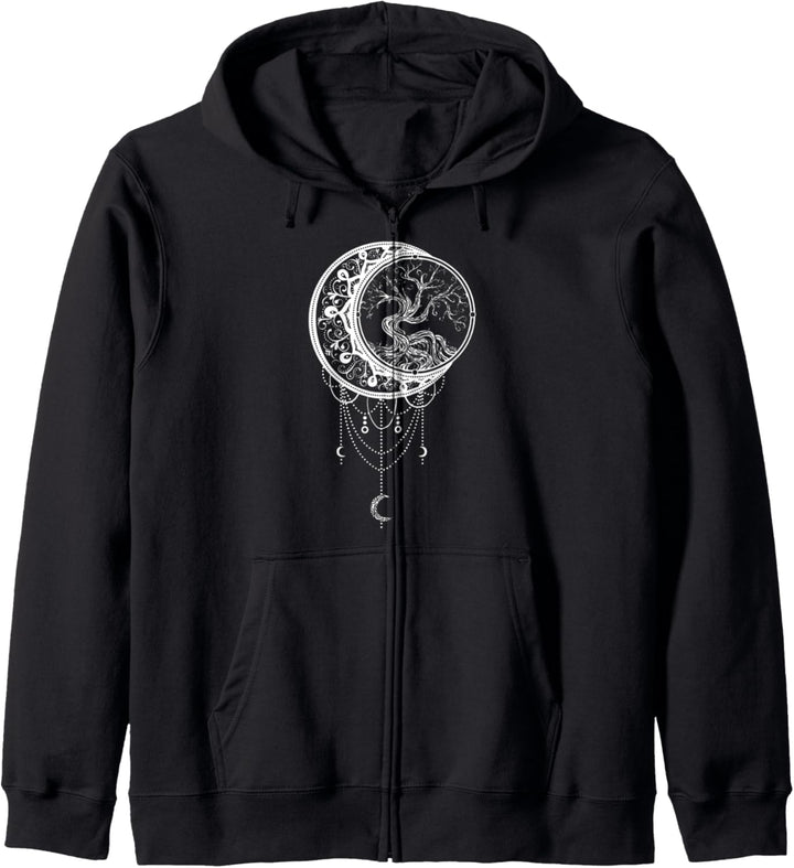 Baum des Lebens Wikinger Mond Baum des Lebens nordisches Design Kapuzenjacke