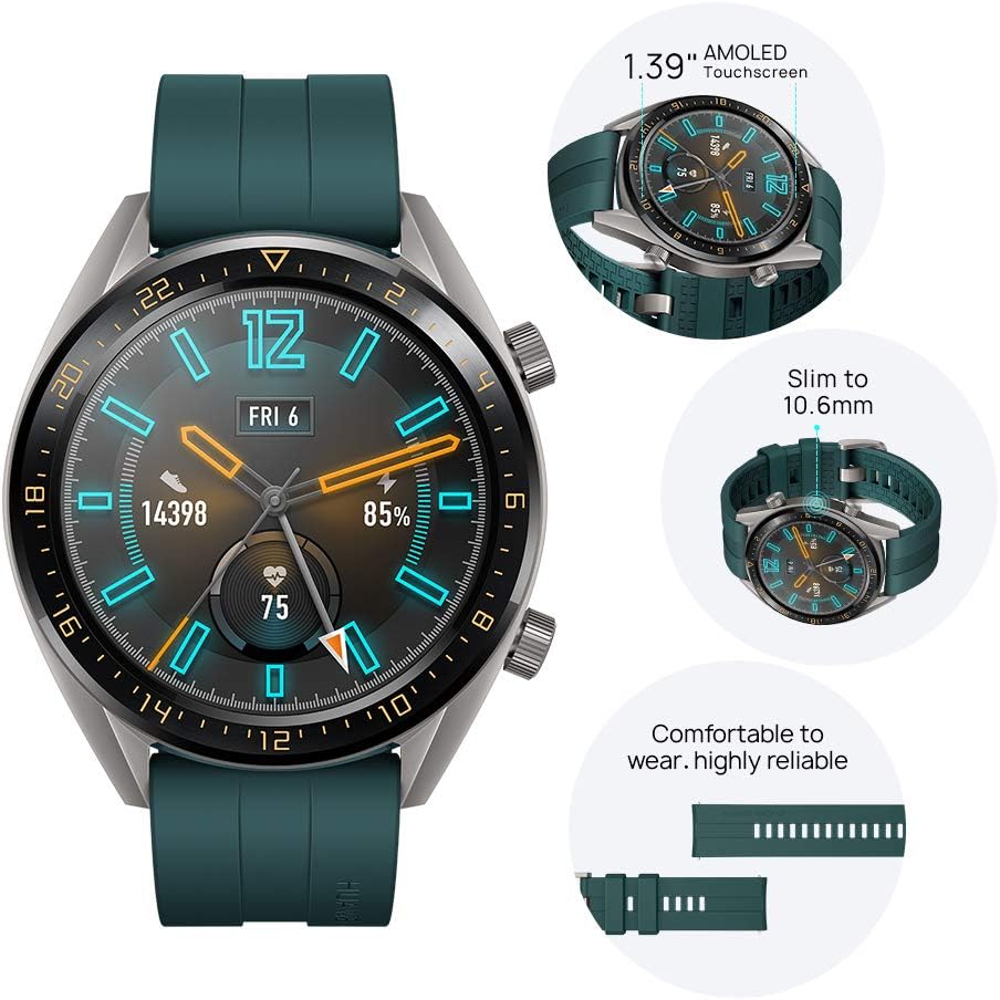 Huawei Watch GT Active Smartwatch (46 mm Amoled Touchscreen, GPS, Fitness Tracker, Herzfrequenzmessu