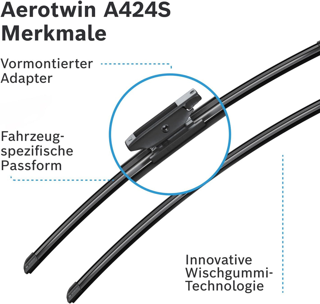Wischerblatt Bosch Aerotwin A424S, Länge: 600mm/550mm — 1 Satz für die Windschutzscheibe (vorne)