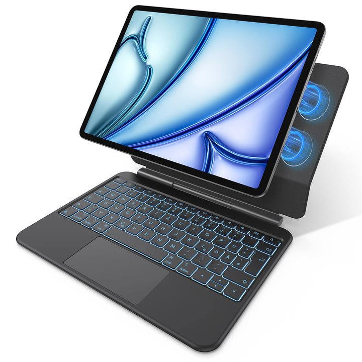 OMOTON Tastatur Hülle für iPad Air 11 Zoll 2026 M4/M3/M2, QWERTZ Deutsches Layout Magnetische Magic