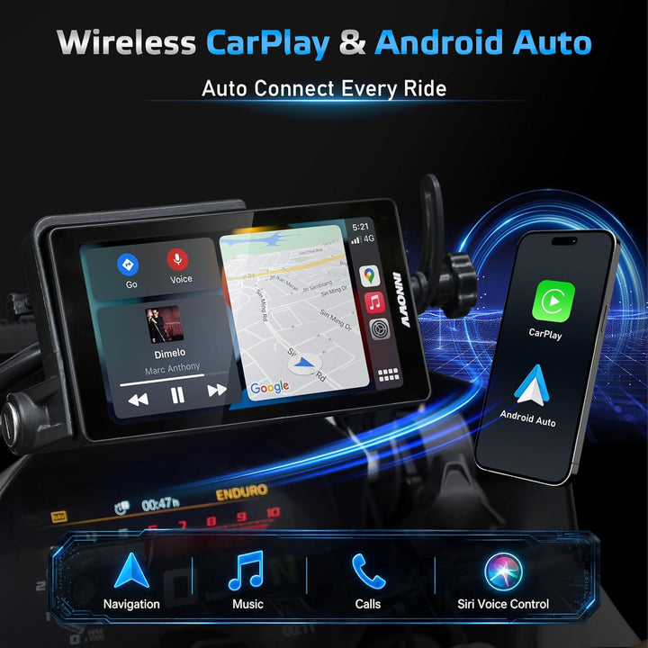 INNOVV N2 Wireless CarPlay &amp; Android Auto for BMW Motorcycle - 6.5-inch Display, IP67 Weatherproof,