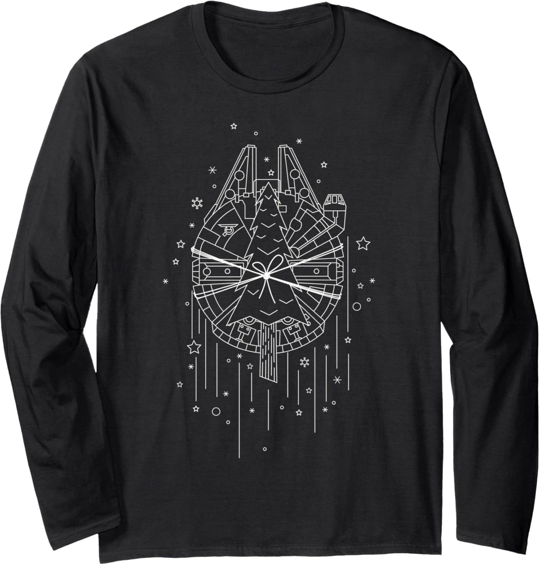 Star Wars Christmas Millennium Falcon Tree Transport Langarmshirt