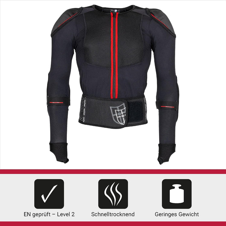 SUPER SHIELD Protektorenjacke, Rückenprotektor, Ellenbogenprotektoren &amp; Schulterprotektoren, Level 2