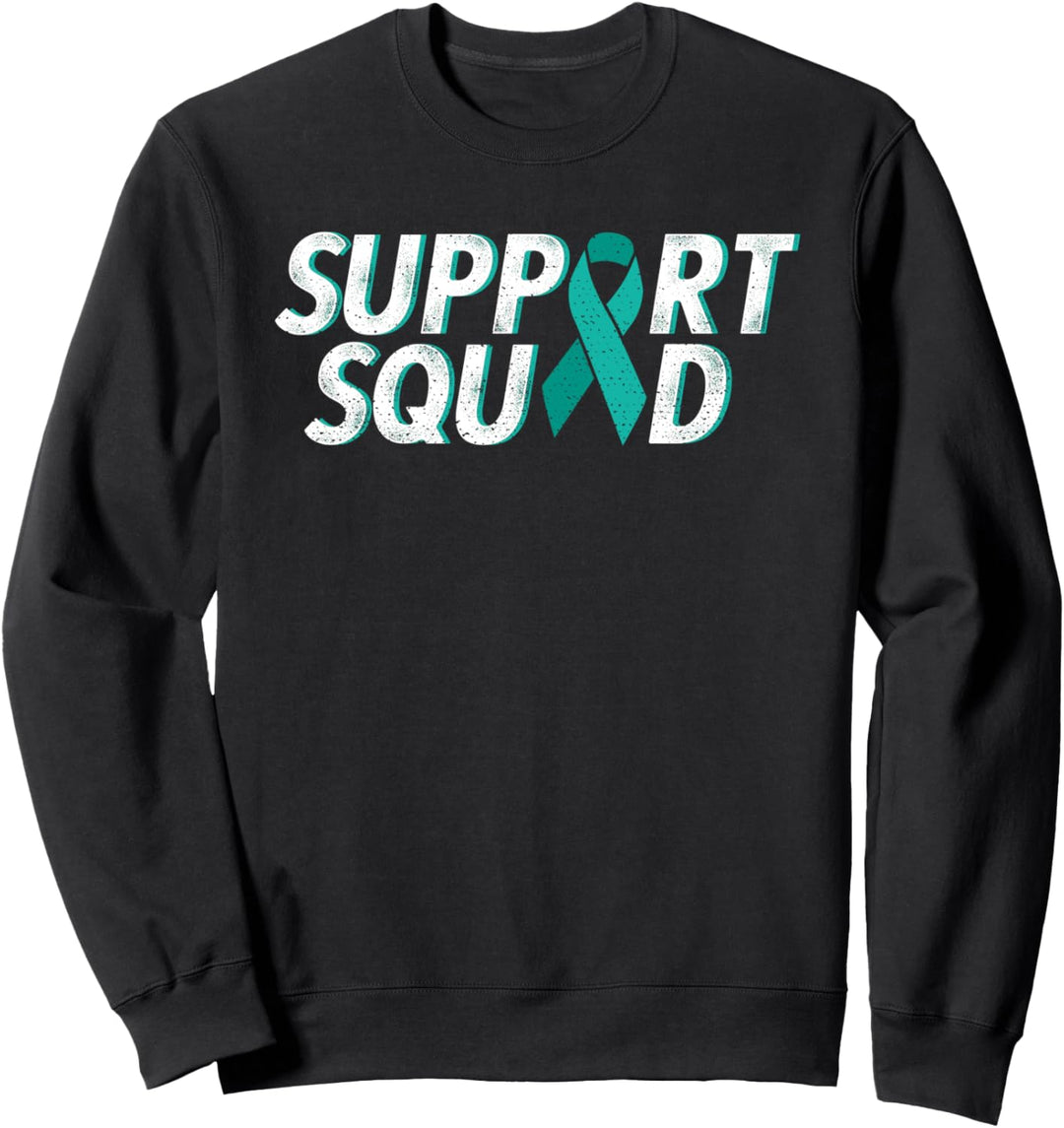 Support squad teal ribbon cervical cancer awareness Sweatshirt