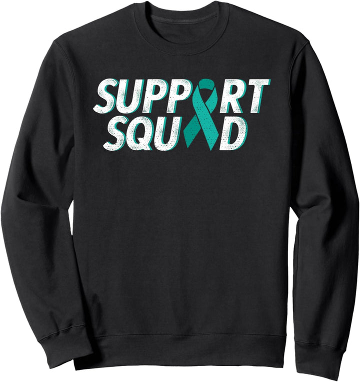 Support squad teal ribbon cervical cancer awareness Sweatshirt