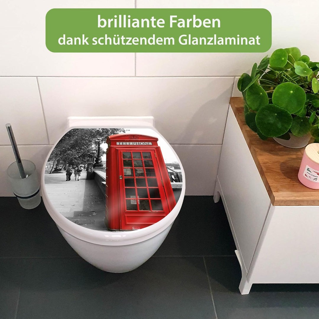 banjado Toilettendeckel mit Absenkautomatik 44,5x37cm - Soft Close Toilettensitz - WC Sitz mit Absen