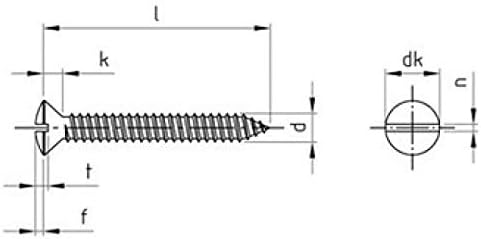 Linsensenkkopf-Blechschrauben DIN 7973 A2 C 4,8X13 (VPE 1000 Stk)