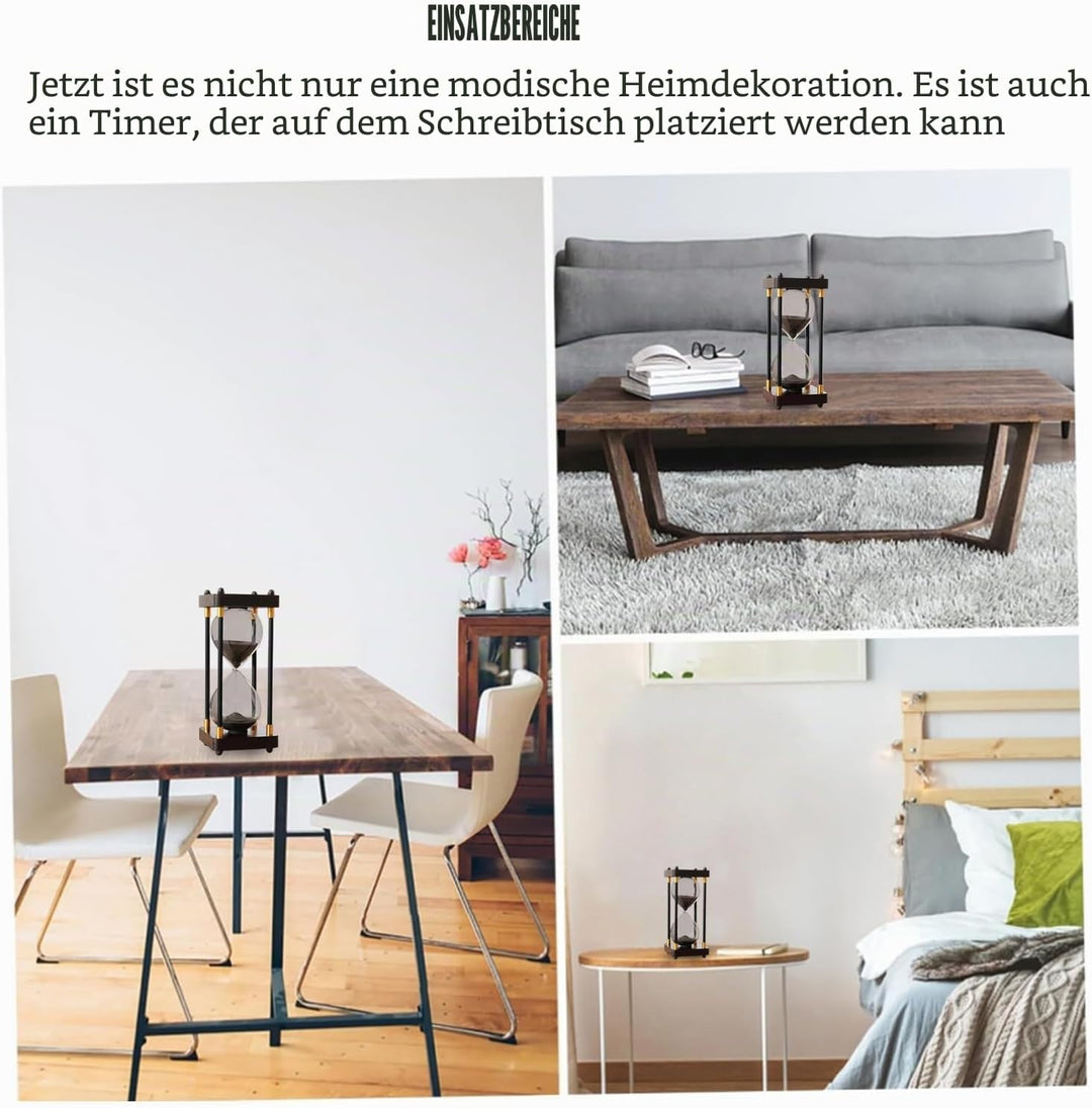 Grosse Sanduhr 60 Minuten, Sanduhr aus Holz, Regenbogen Glas Deko Sanduhren, Geschenk Sanduhr, für H