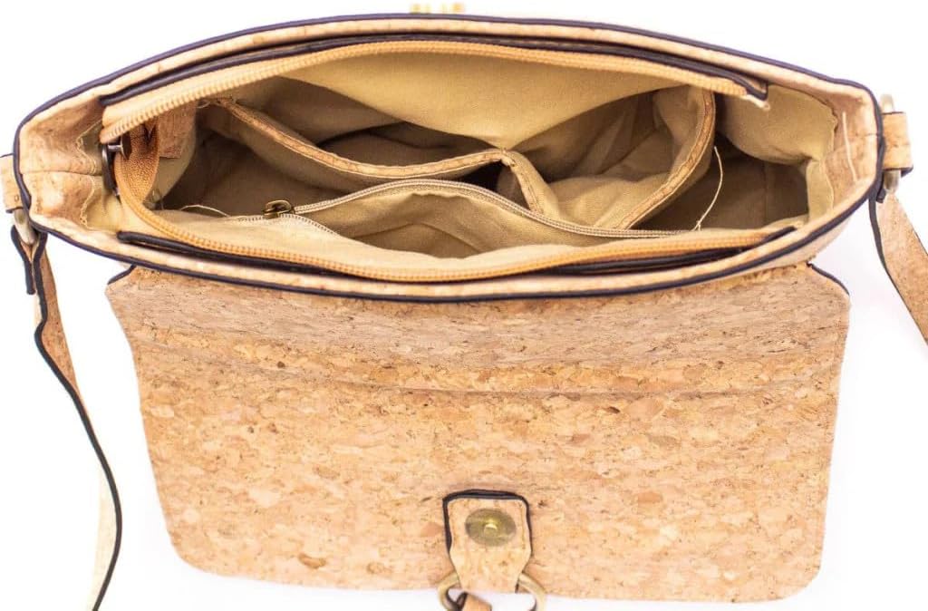 Crossbody Handtasche aus Kork Veganleder Nachhaltig Damen Umhängetasche Blumen Muster 2, Blumen Must