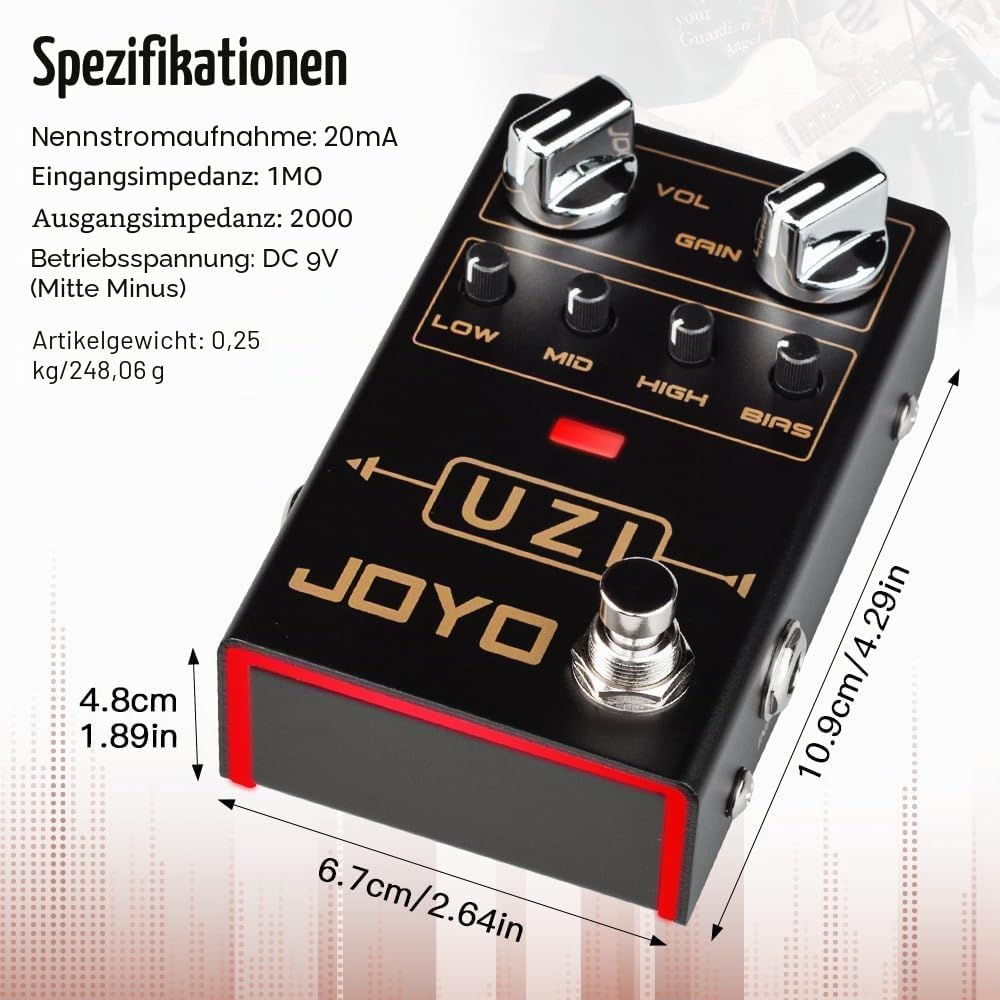 JOYO Distortion Pedal R-Serie Heavy Metal Dist zwischen amerikanisch und britisch für E-Gitarren-Eff