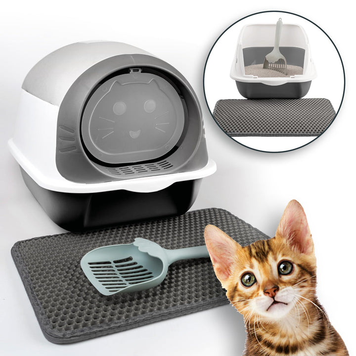 Grau Katzenklo, Katzentoilette, Katzenklo mit Deckel, Katzentoiletten, Katzenklo gross, Cat Litter B
