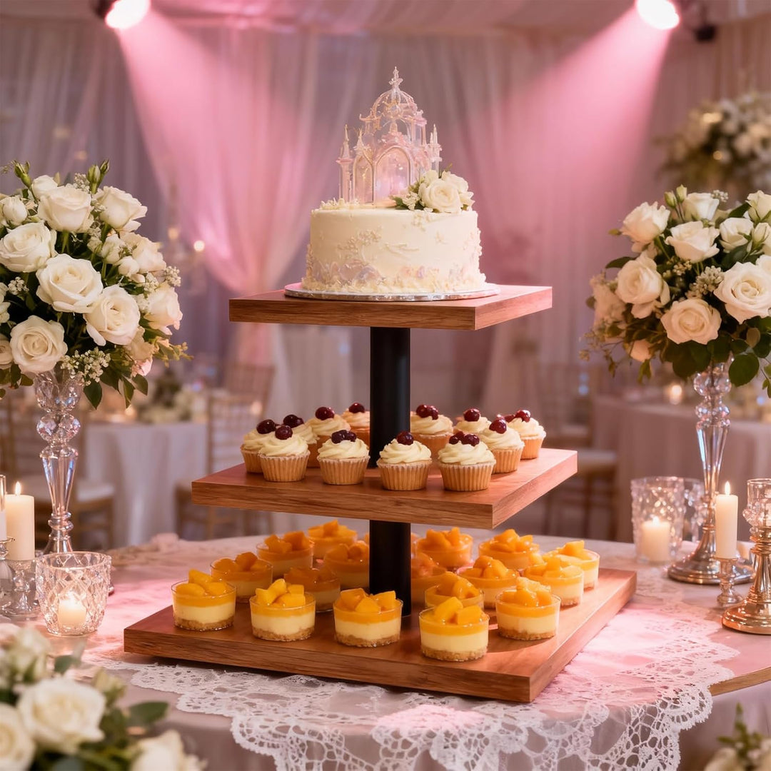 Holz-Cupcake-Ständer, Kuchenständer und Kuchentabletts, Mehrstöckige Gebäcktabletts, Wiederverwendba