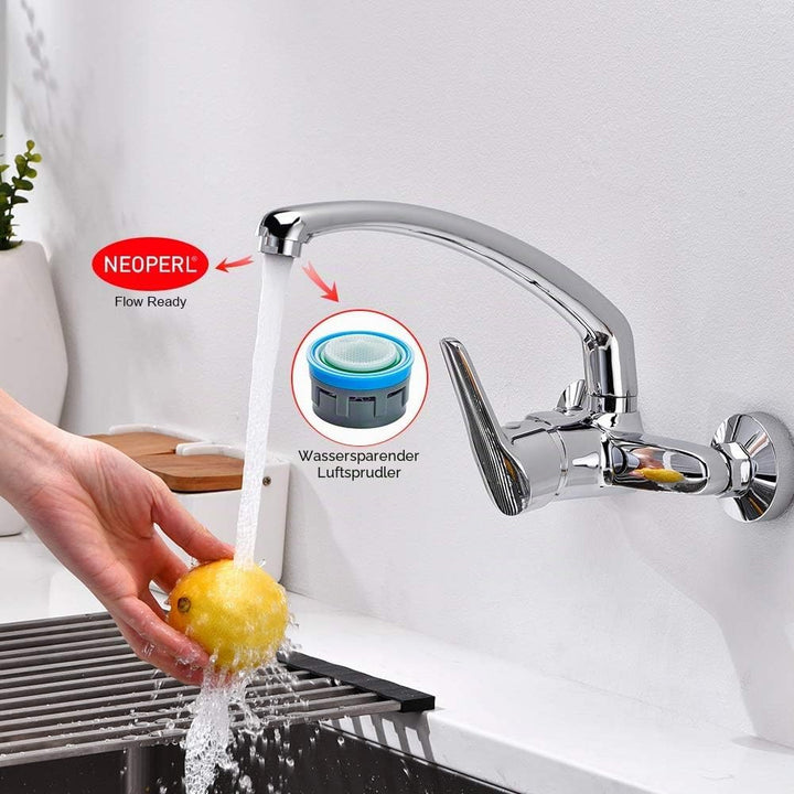 Ibergrif M16350 Roma, Wandmontage Küchenarmatur, Einhand Spültischbatterie, Wasserhahn Küche, Chrom