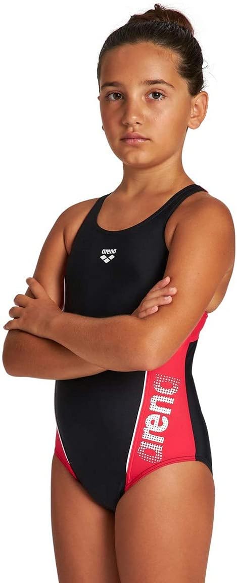 ARENA Mädchen G Thrice Jr Swim Pro Back One Piece One Piece Swimsuit (1er Pack), Black-anguria-white