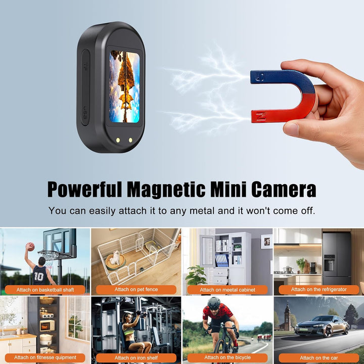 Mini Action Cam, 64GB Tragbare Sportkamera und Magnetische Ladebox mit 1150mAh Batterie, 1080P Klein