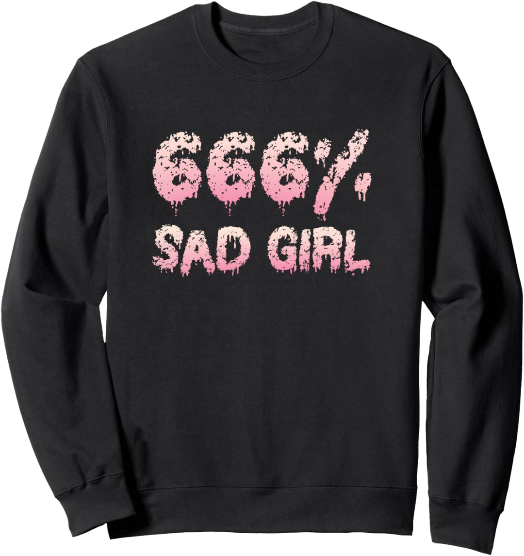 666% Trauriges Mädchen Team Satan in Pastellfarben Kawaii Goth 666 Sweatshirt